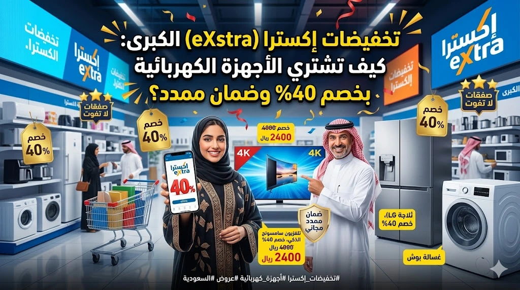 تخفيضات إكسترا (eXstra) الكبرى: كيف تشتري الأجهزة الكهربائية بخصم 40% وضمان ممدد؟